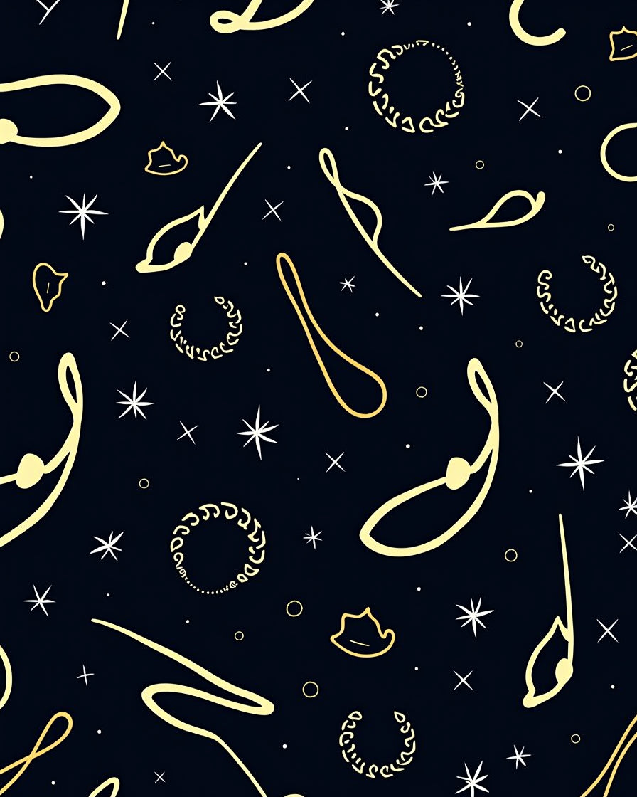 Celestial Gold Swirls and Stars Rug