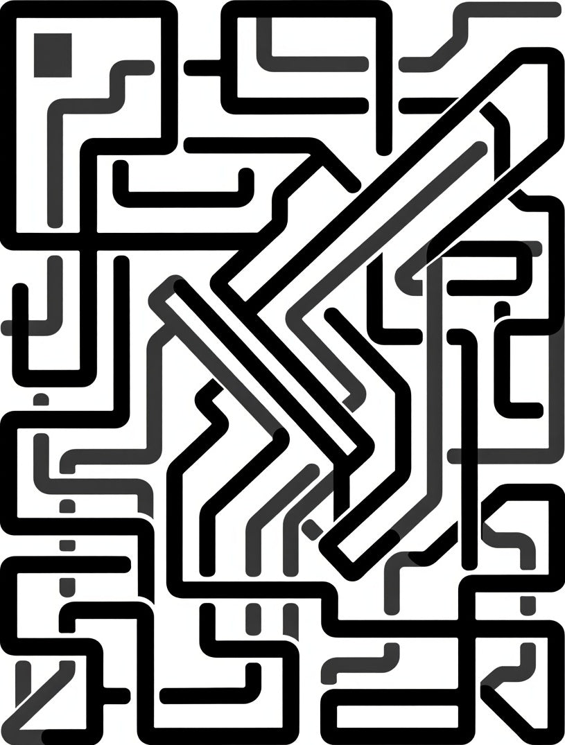 Intertwined Black Grey Abstract Pattern Rug