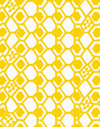 Yellow Hexagonal Grid Contemporary Design Rug