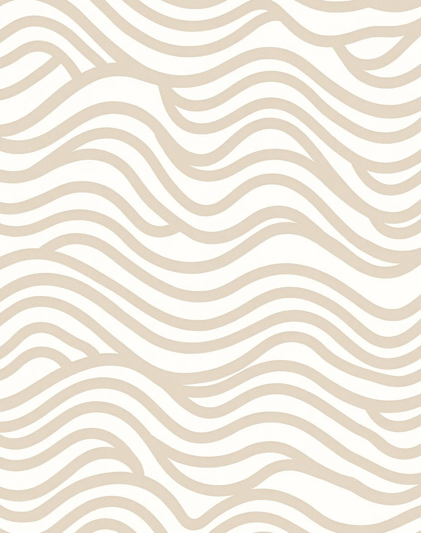 Calm Cream Wavy Line Pattern Rug
