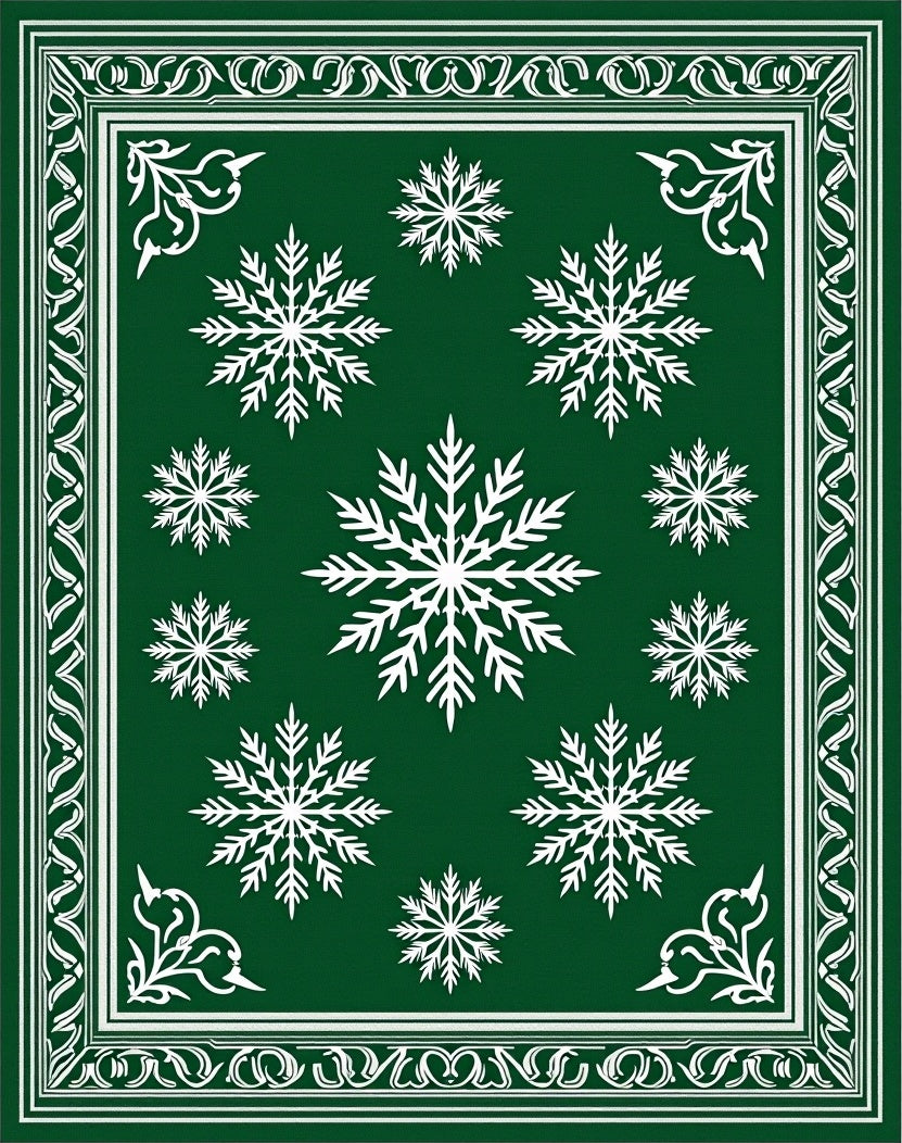 Green Snowflake Pattern Rug