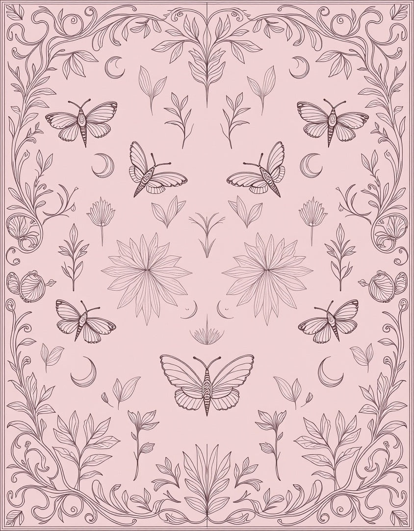 Enchanting Butterfly and Moon Motif Design Rug