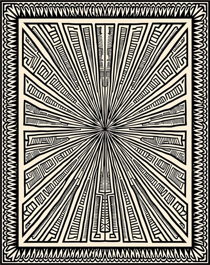 Bold Geometric Sunburst Pattern Rug