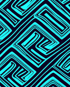 Abstract Teal Geometric Maze Pattern Rug