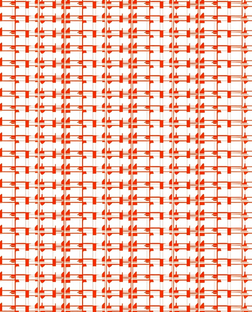 Modern Red Grid Pattern Rug