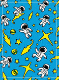 Blue Astronauts Flying Yellow Stars Rug