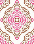 Pink And Brown Floral Medallion Rug