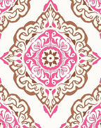 Pink And Brown Floral Medallion Rug