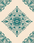 Teal Floral Mandala Artful Design Rug