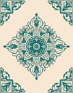 Teal Floral Mandala Artful Design Rug