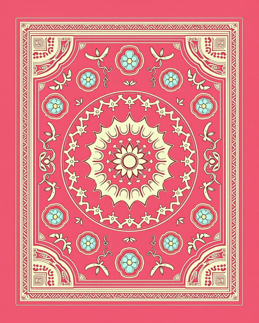Mandala Floral Border Design Rug