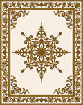 Ornate Gold Floral Medallion Rug