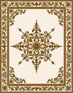 Ornate Gold Floral Medallion Rug