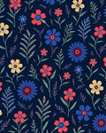 Floral Pattern With Red Blue Yellow Flowers Rug