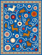 Whimsical Folk Art Animal Design Rug