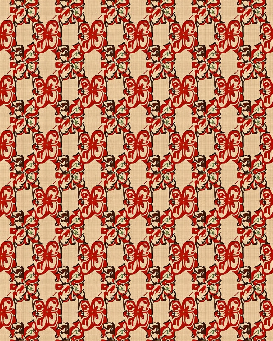 Classic Red Cream Floral Pattern Rug