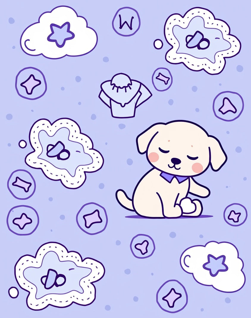 Cute Dog with Clouds Pattern Rug