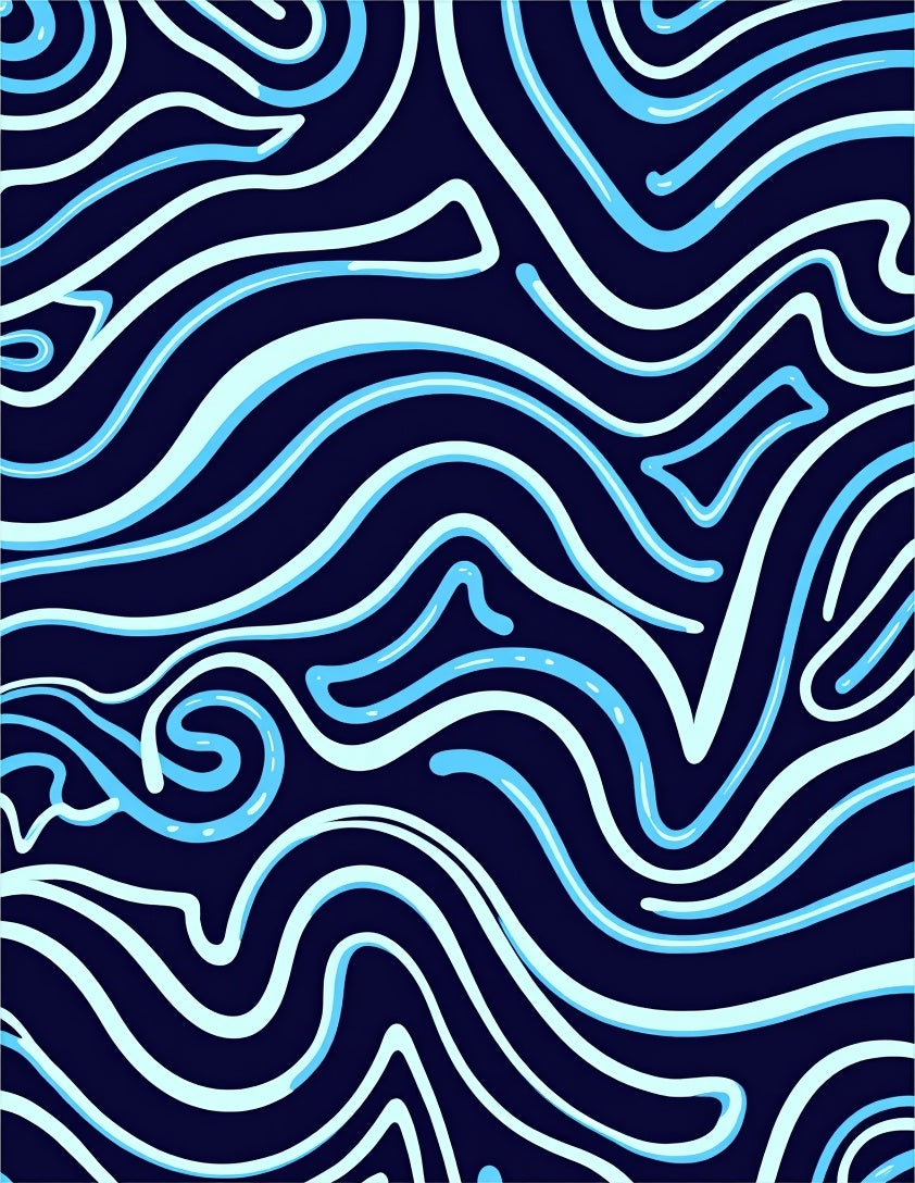 Navy Blue Swirl Pattern Rug