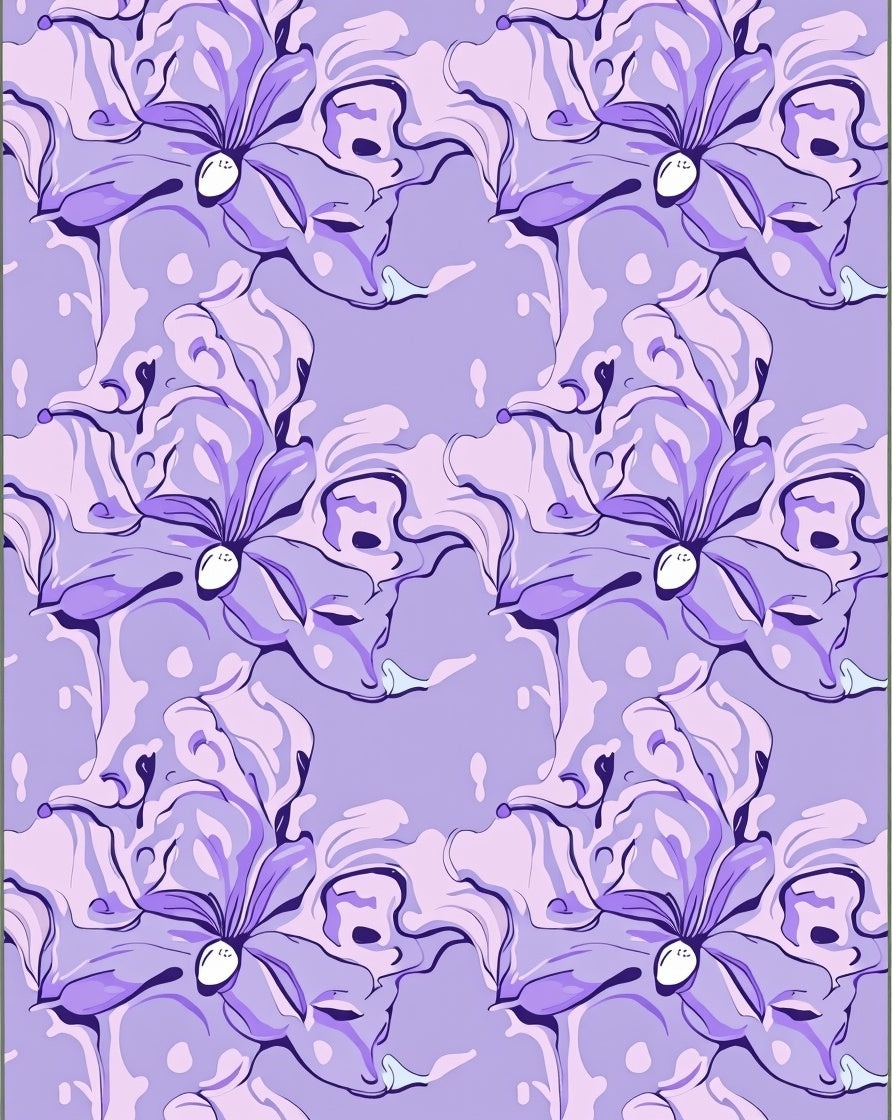 Fluid Floral Pattern In Purple Hues Rug