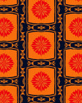 Bold Orange Red Floral Pattern Rug