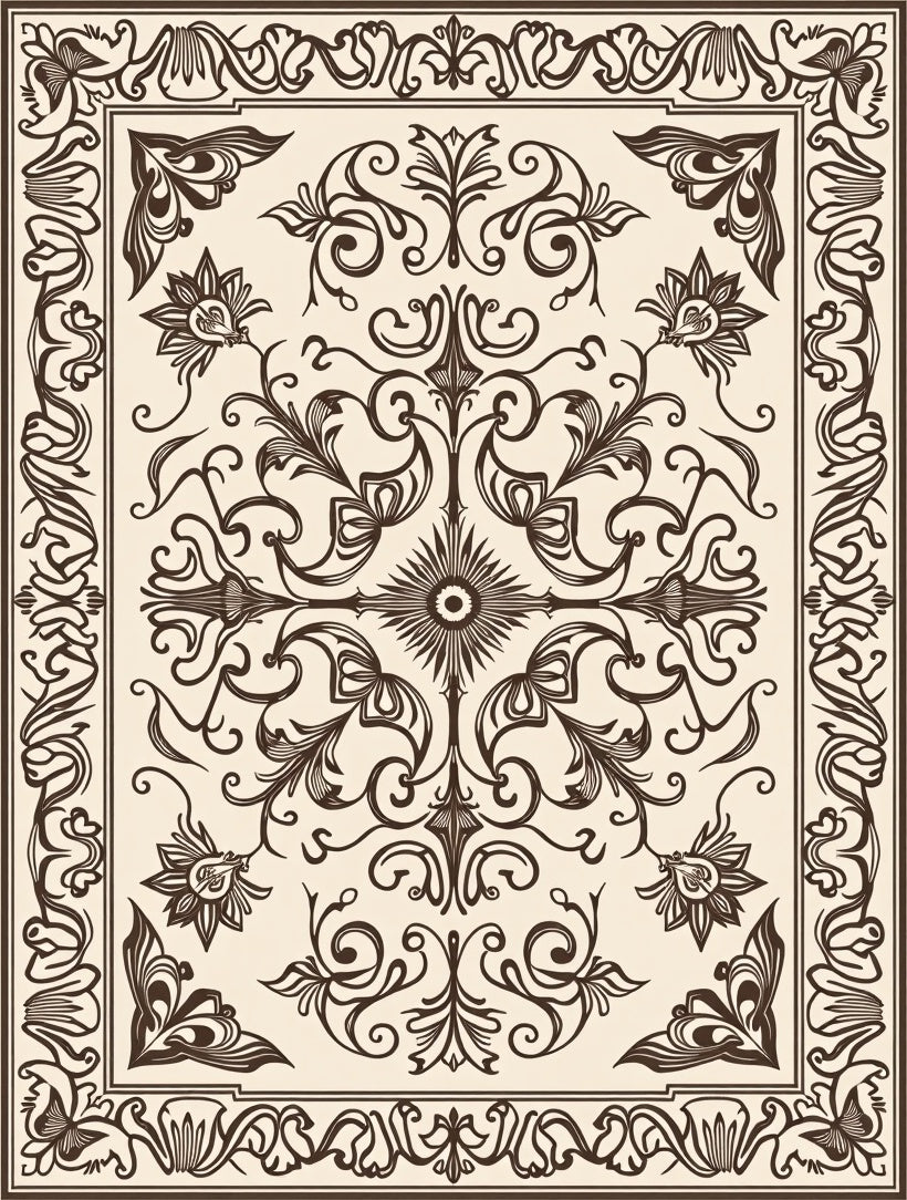 Vintage Floral Arabesque Pattern Rug
