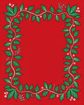 Elegant Red Green Vine Pattern Rug