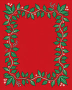 Elegant Red Green Vine Pattern Rug