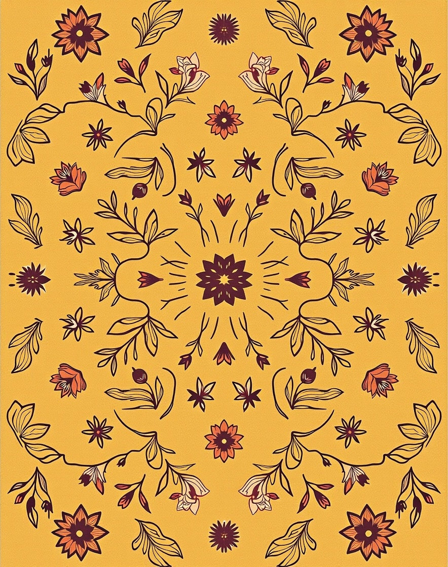 Sunny Yellow Floral Whimsy Pattern Rug
