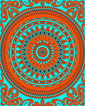 Vibrant Orange Teal Mandala Pattern Rug