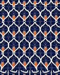 Ornate White And Orange Geometric Pattern Rug