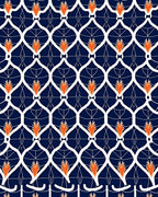 Ornate White And Orange Geometric Pattern Rug