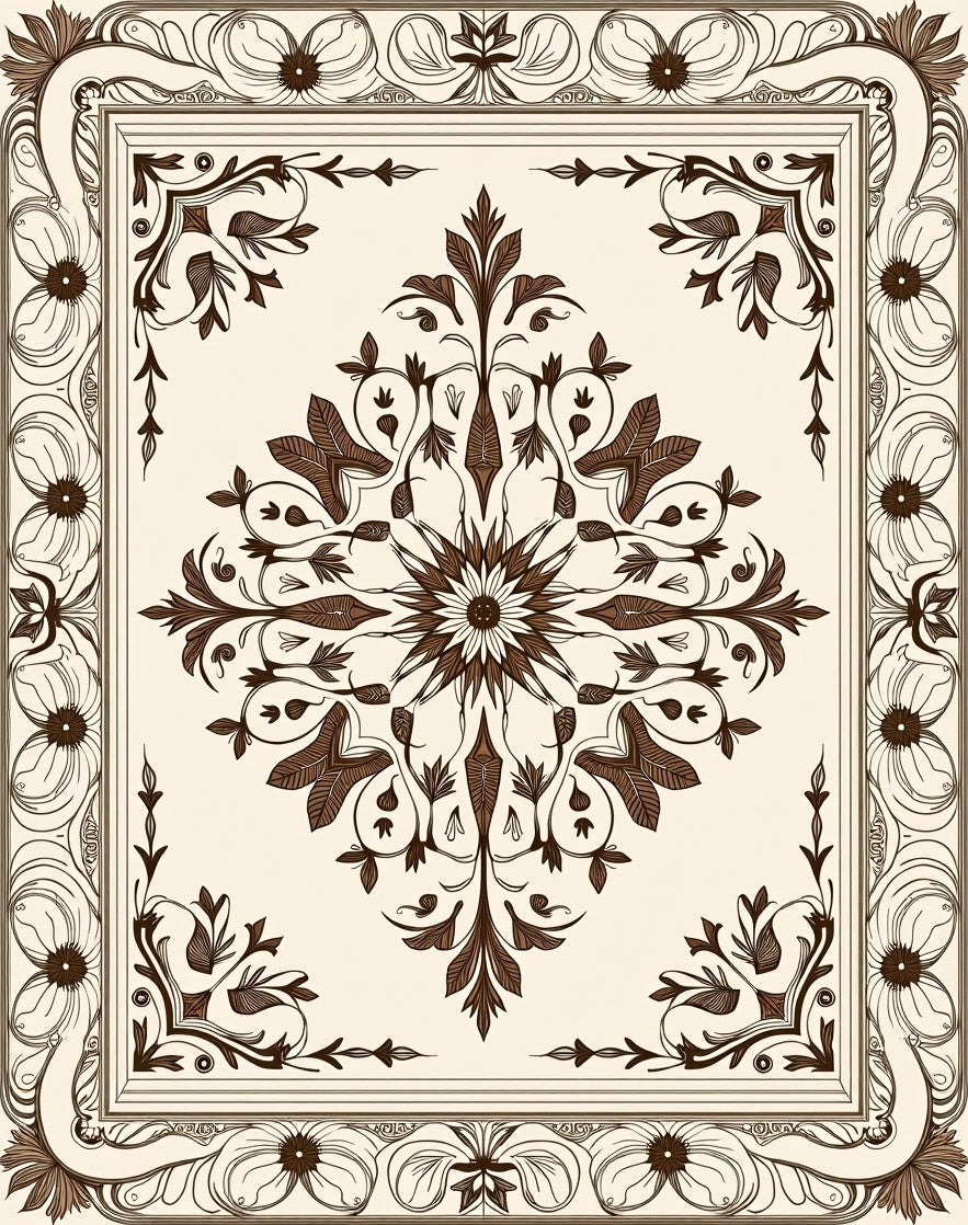 Elegant Floral Swirl Symmetry Rug