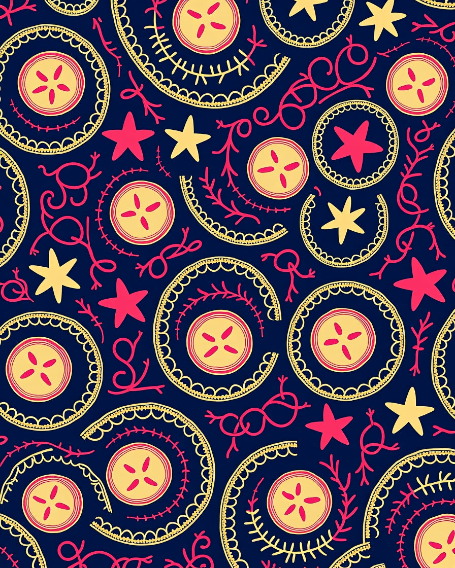 Circular Starburst Vine Pattern Rug