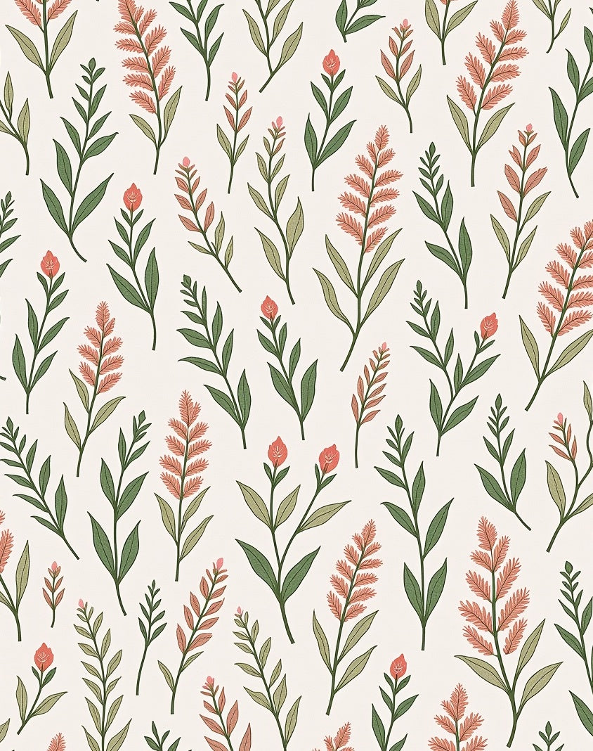 Delicate Floral Botanical Pattern Rug