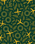 Yellow Wreaths Ferns And Stars Rug