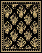 Art Deco Gold Fan Pattern Rug