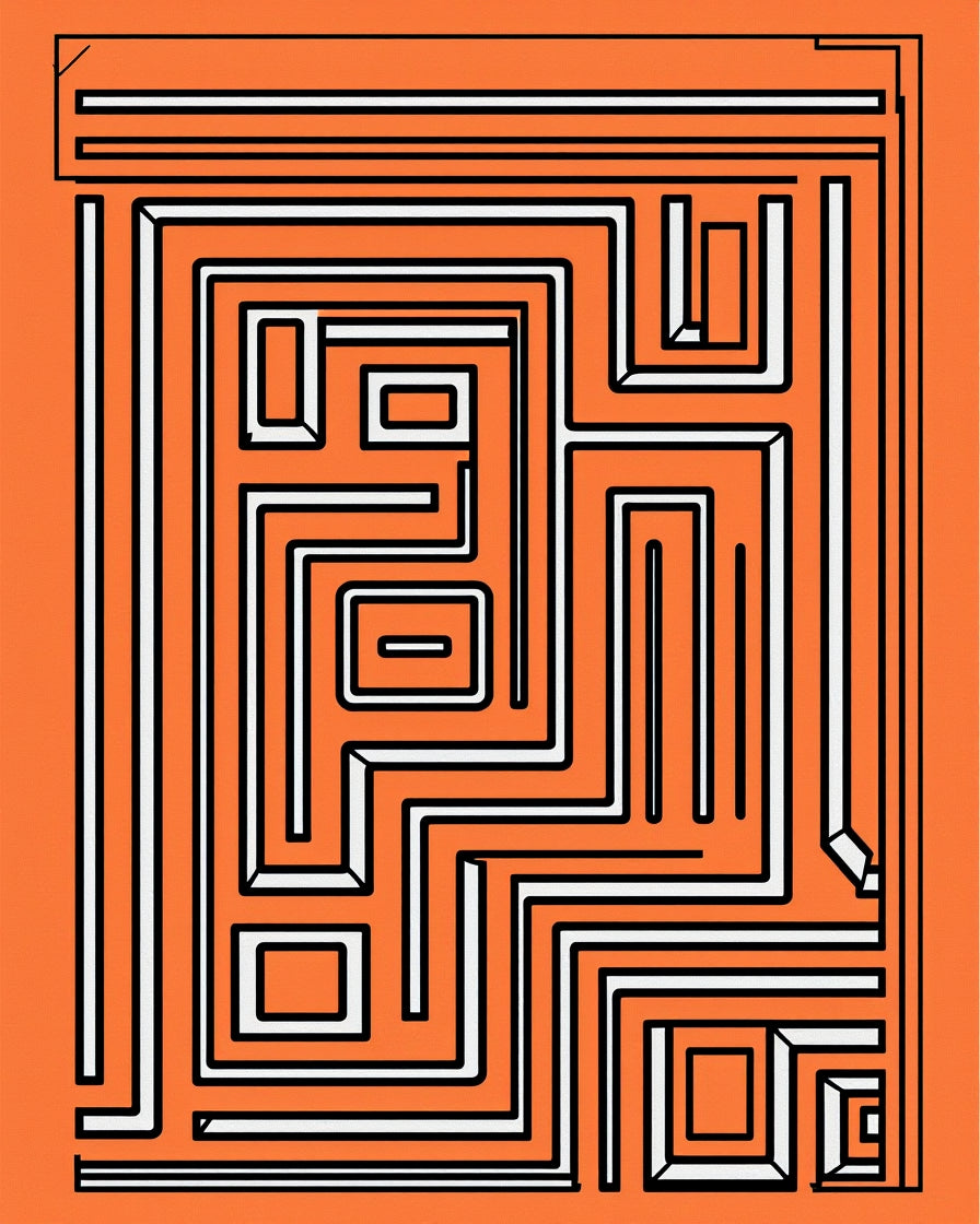 Bold Geometric Maze Pattern Rug