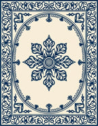 Classic Floral Medallion Border Design Rug