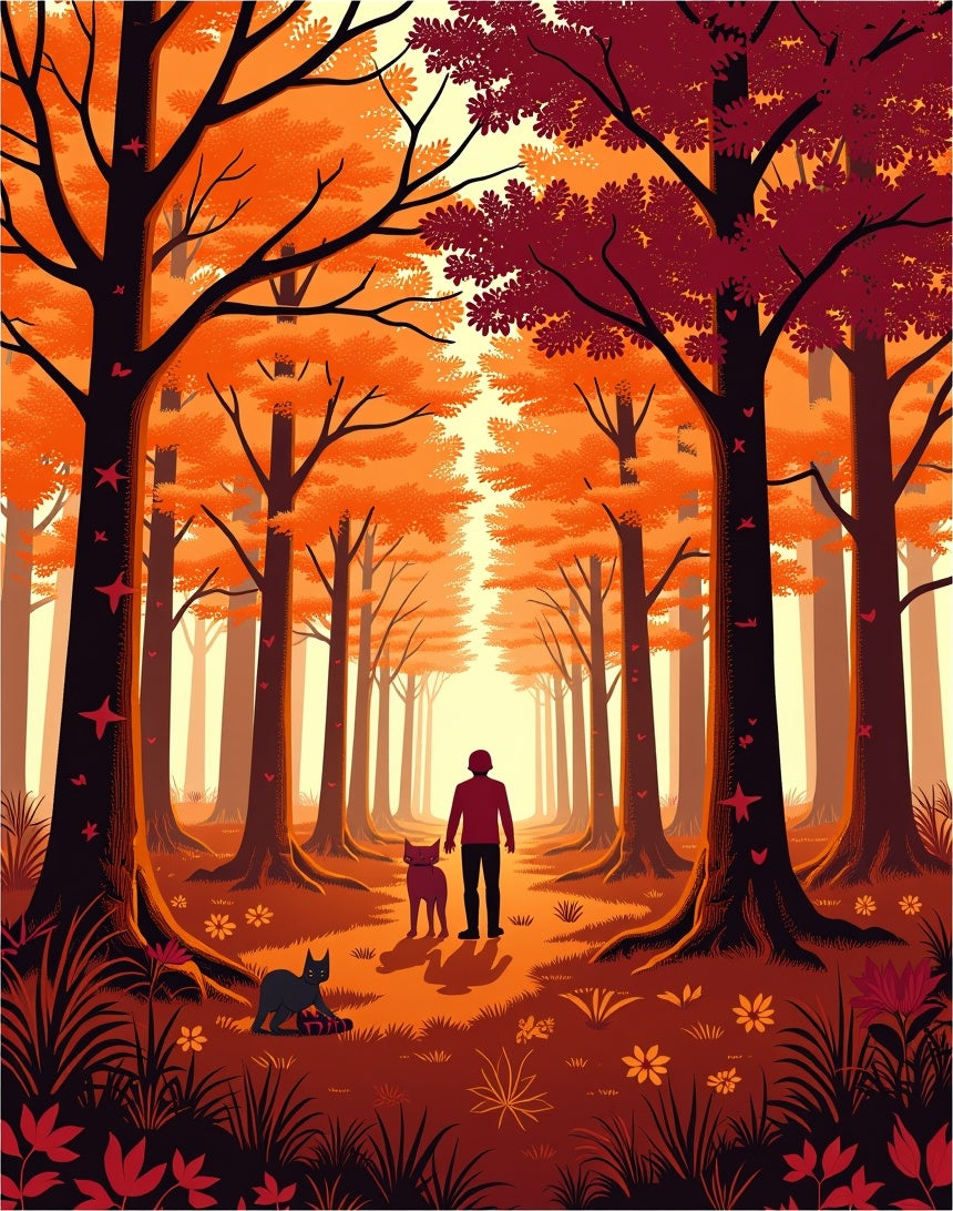 Autumn Forest Path Silhouette Rug
