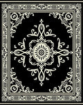 Black Cream Intricate Floral Medallion Rug