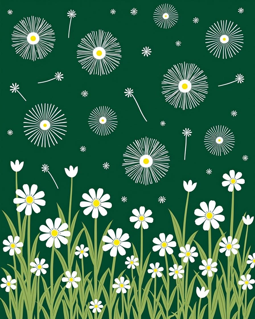 White Daisy Field Pattern Rug