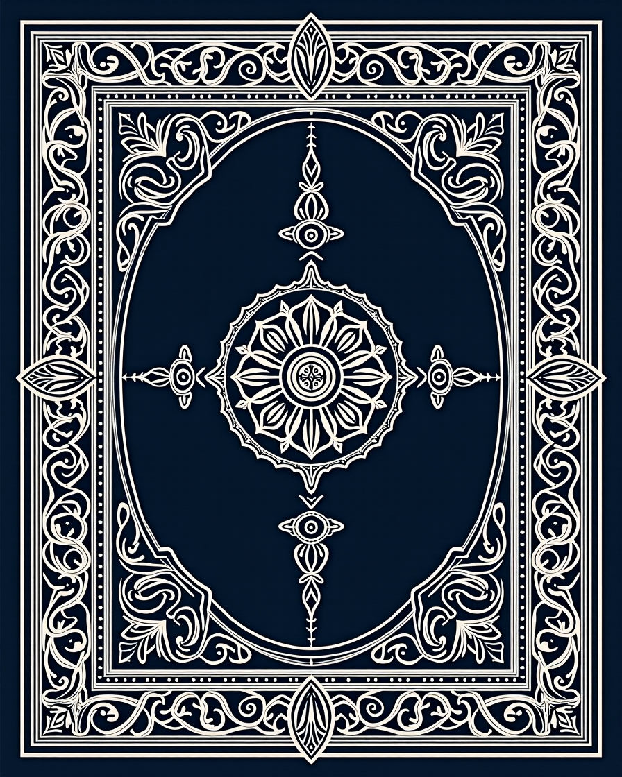 Ornate Floral Emblem Mandala Design Rug