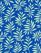 Tropical Leaf Pattern Blue Rug