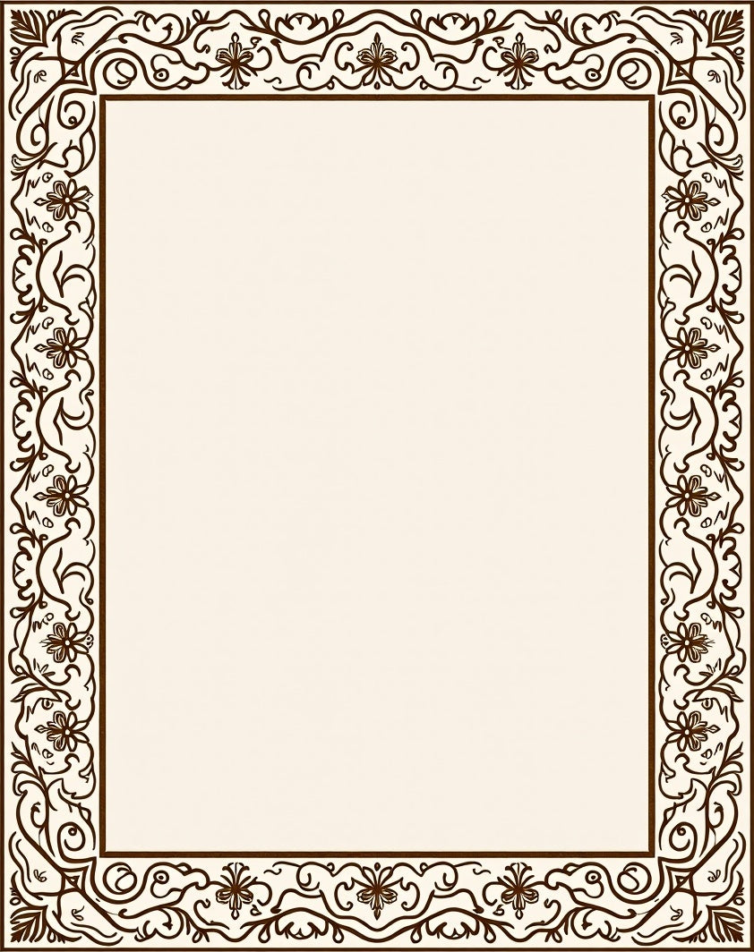 Ornate Floral Vine Classic Border Rug