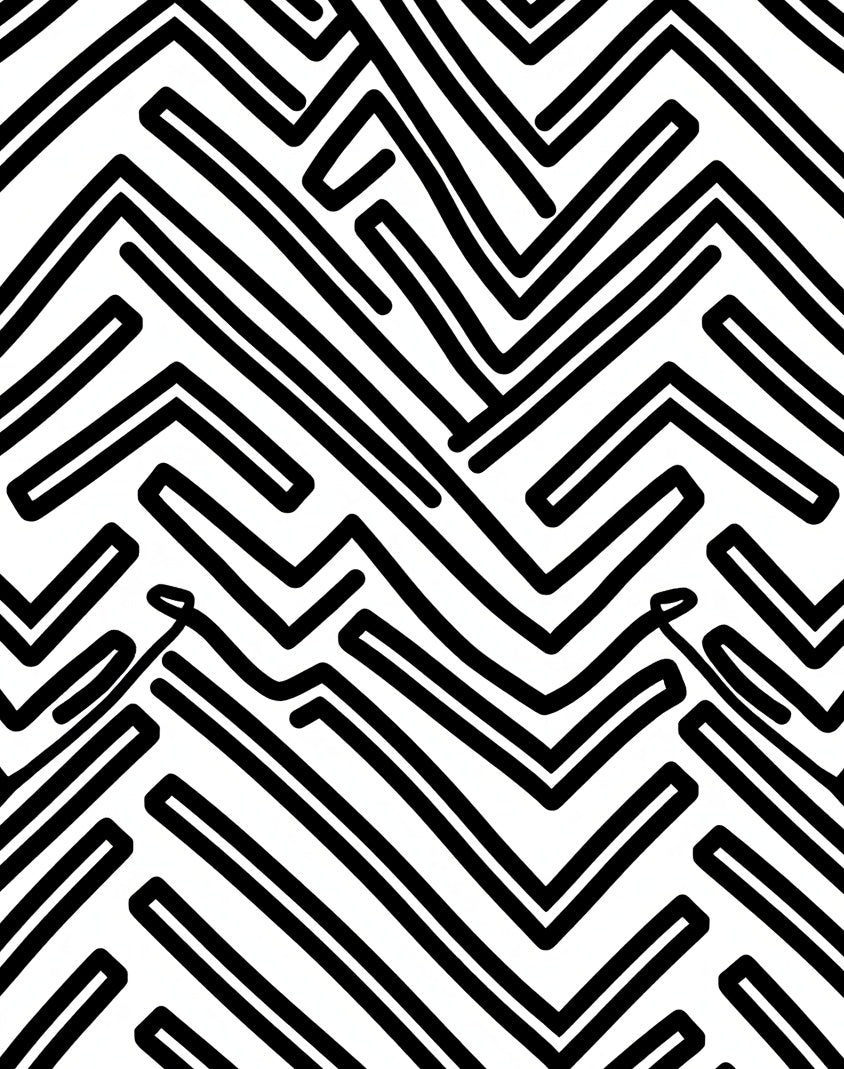 Abstract Black White Maze Pattern Rug