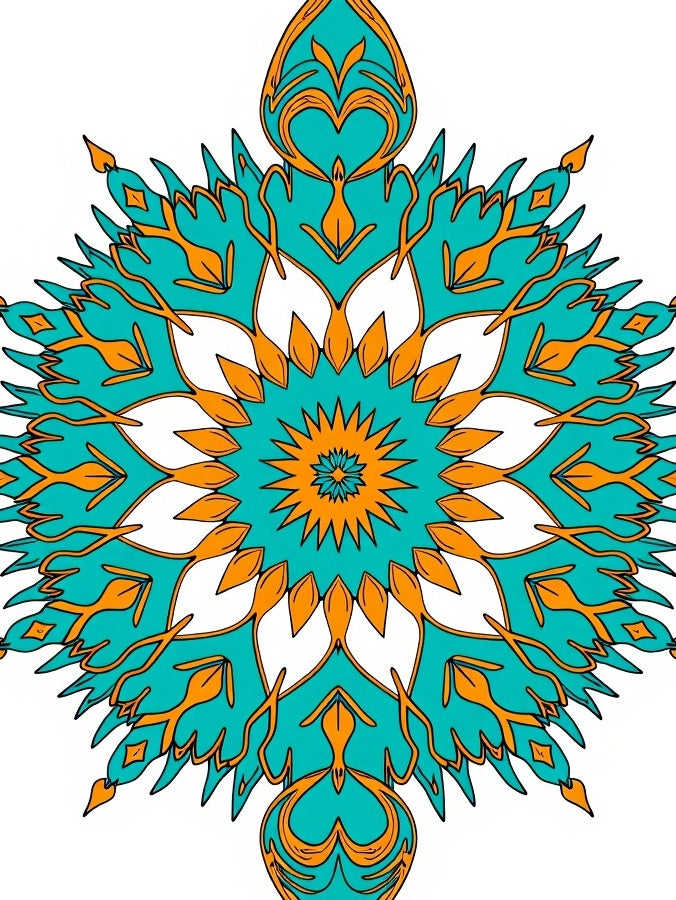 Teal Gold Intricate Mandala Design Rug