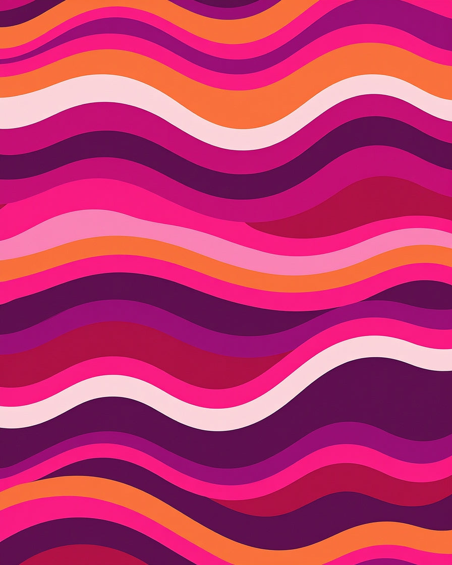 Vibrant Pink Purple Orange Wavy Rug