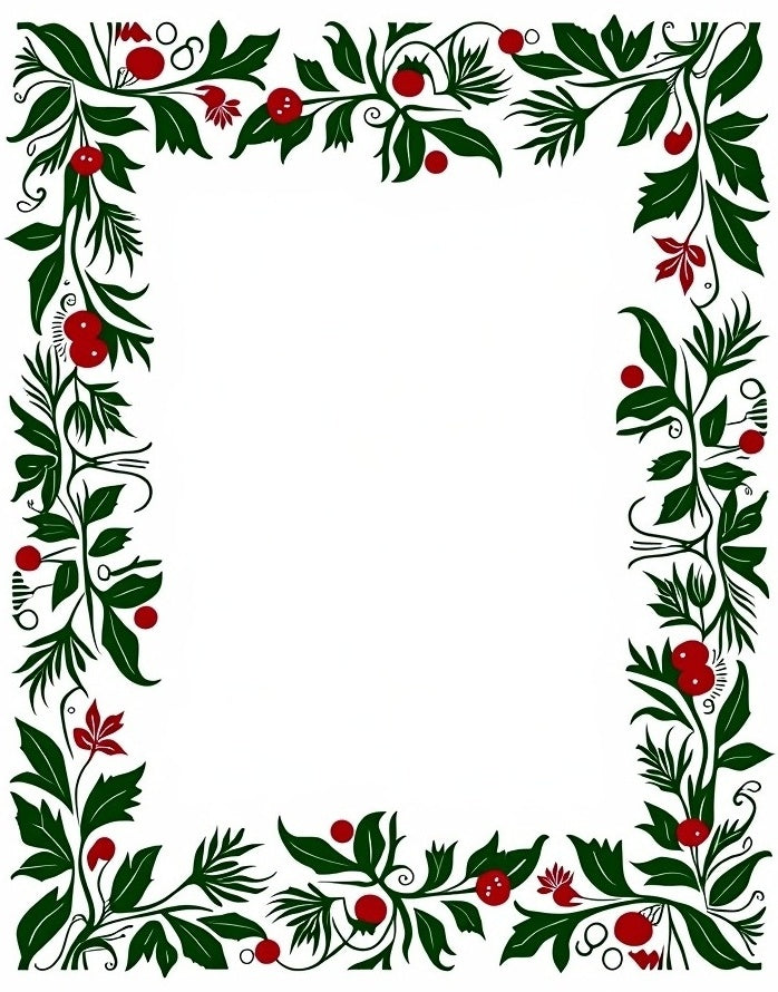 Botanical Red Berry Vine Pattern Rug