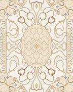 Elegant Abstract Golden Scroll Pattern Rug