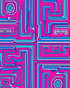 Vibrant Electric Circuit Pattern Rug